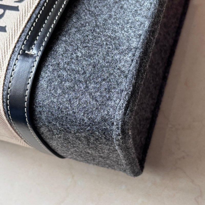 ::CHLOE:: Woody 深灰色 經典織帶絨毛冬季款大號 手提托特包-11