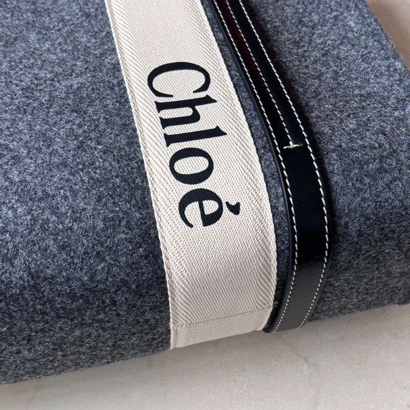 ::CHLOE:: Woody 深灰色 經典織帶絨毛冬季款大號 手提托特包-12