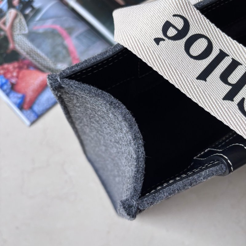 ::CHLOE:: Woody 深灰色 經典織帶絨毛冬季款大號 手提托特包-16