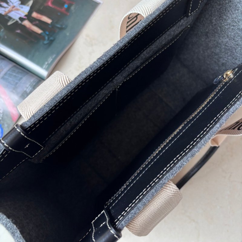 ::CHLOE:: Woody 深灰色 經典織帶絨毛冬季款大號 手提托特包-17