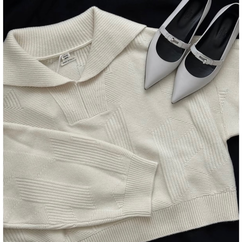 吊牌還在 HERMÈS 愛馬仕翻領羊毛衫-3