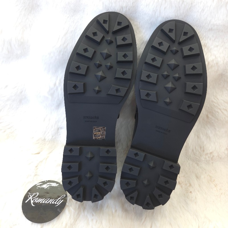 Hermès H黑釦 厚底樂福鞋 39-5