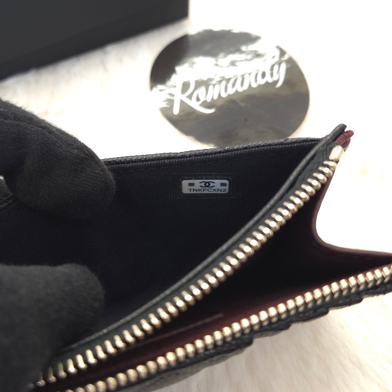 Chanel L型拉鍊零錢卡片包 黑金-6