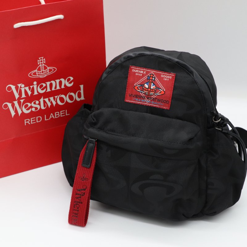 Vivienne Westwood 西太后 黑色織物 Red Label 火星標 雙肩包 書包 後背包-0