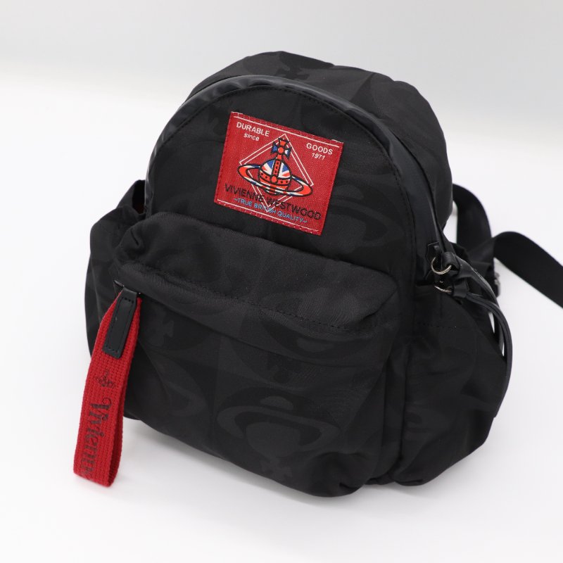 Vivienne Westwood 西太后 黑色織物 Red Label 火星標 雙肩包 書包 後背包-2