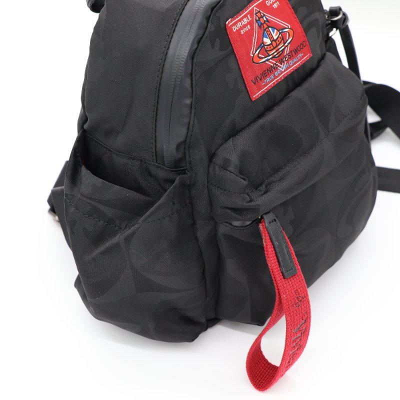 Vivienne Westwood 西太后 黑色織物 Red Label 火星標 雙肩包 書包 後背包-5