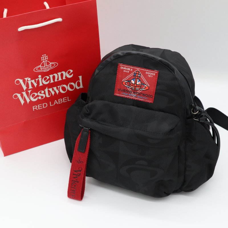 Vivienne Westwood 西太后 黑色織物 Red Label 火星標 雙肩包 書包 後背包-9