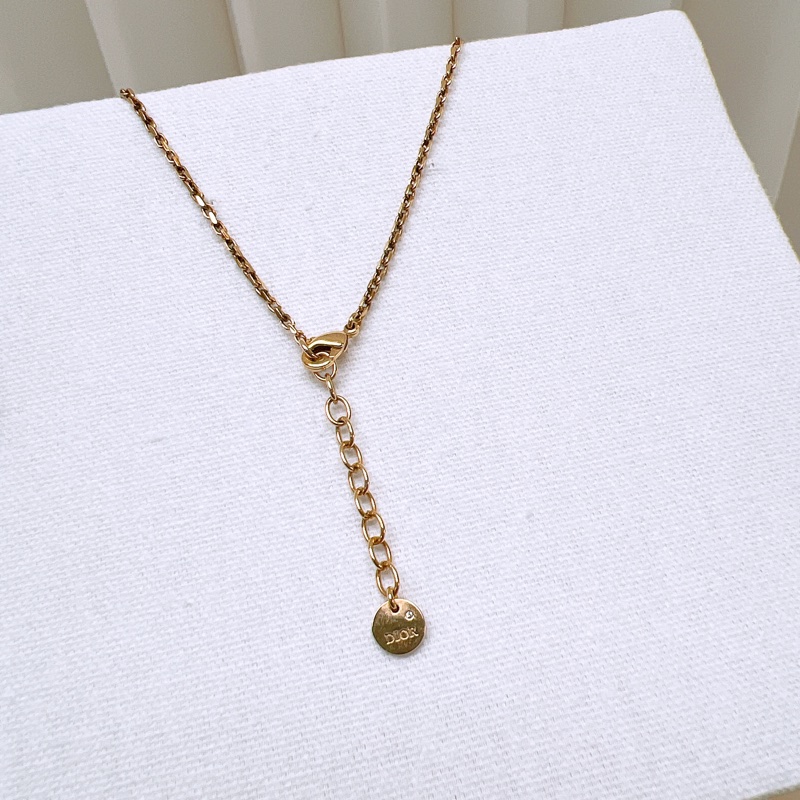 Dior 彩色水鑽logo字母項鍊-2