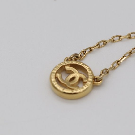Chanel 香奈兒 復古圓牌 經典 CC Logo 金色 水鑽 項鍊-5