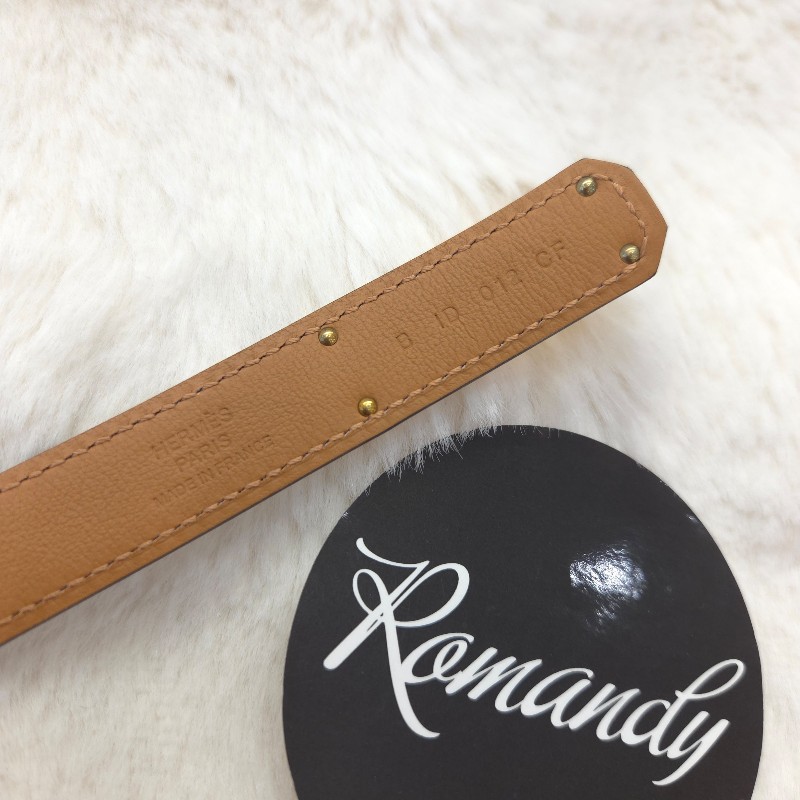 Hermès Kelly 18腰帶 金釦 白/金棕-3