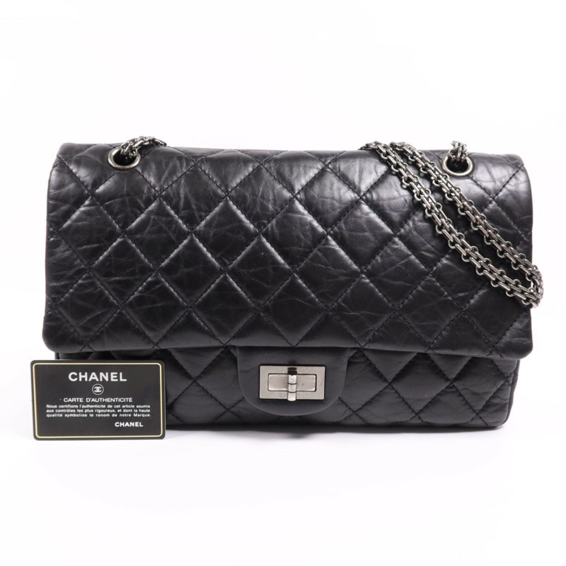 CHANEL 牛皮皮革2.55銀扣鏈帶肩背袋-9