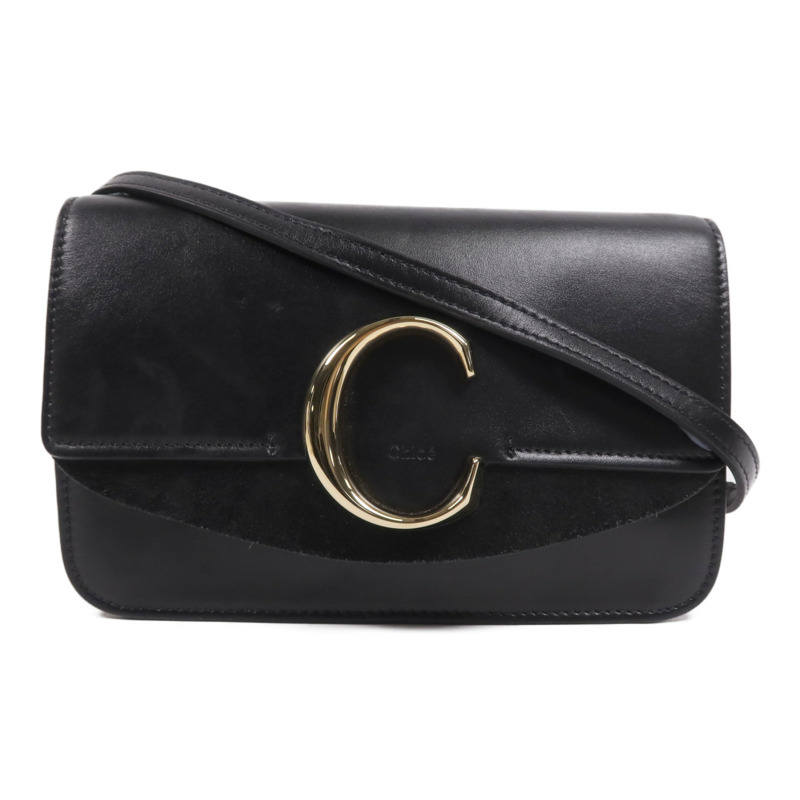 Chloe 牛皮皮革C Bag金扣鏈帶肩背袋-0