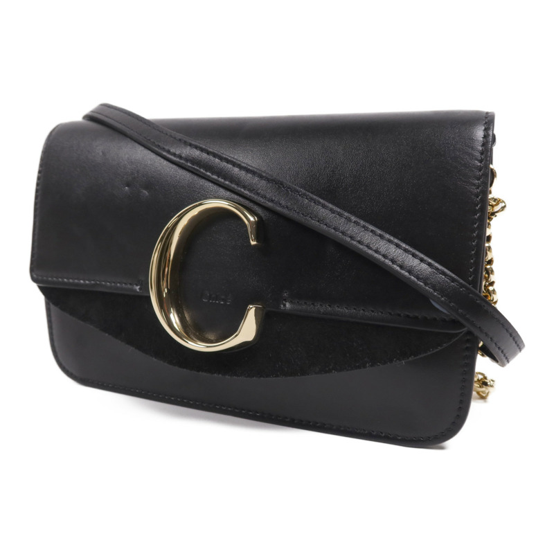 Chloe 牛皮皮革C Bag金扣鏈帶肩背袋-2