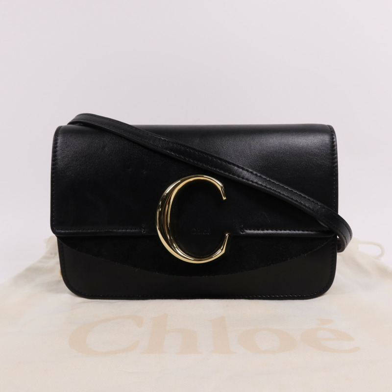 Chloe 牛皮皮革C Bag金扣鏈帶肩背袋-7