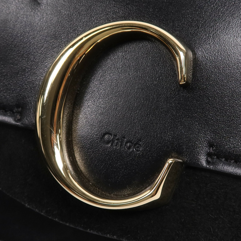 Chloe 牛皮皮革C Bag金扣鏈帶肩背袋-13