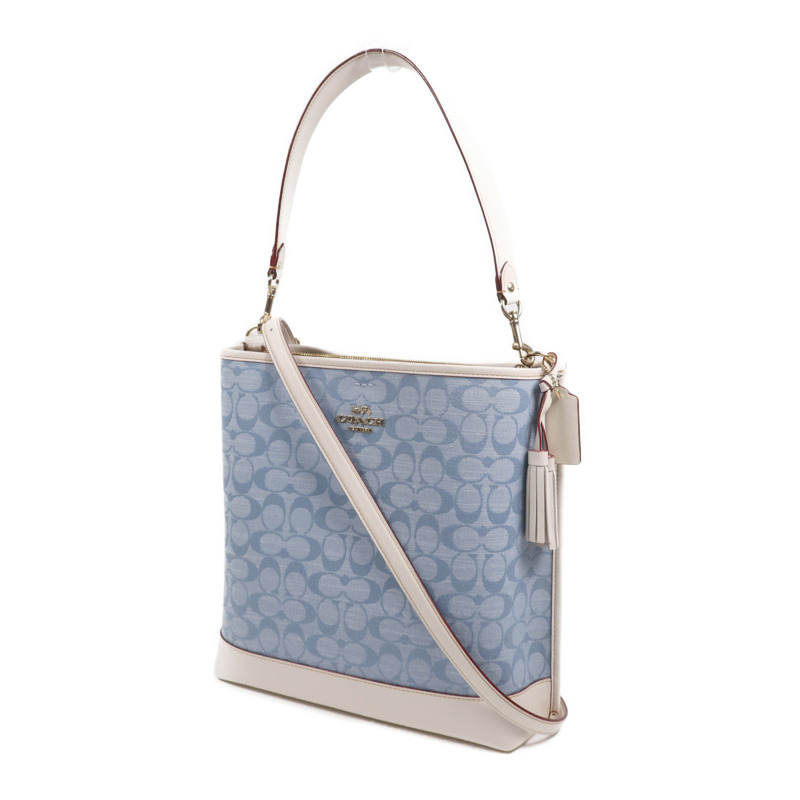 COACH 帆布/皮革2 Way Shoulder Bag金扣手挽肩背兩用袋-2