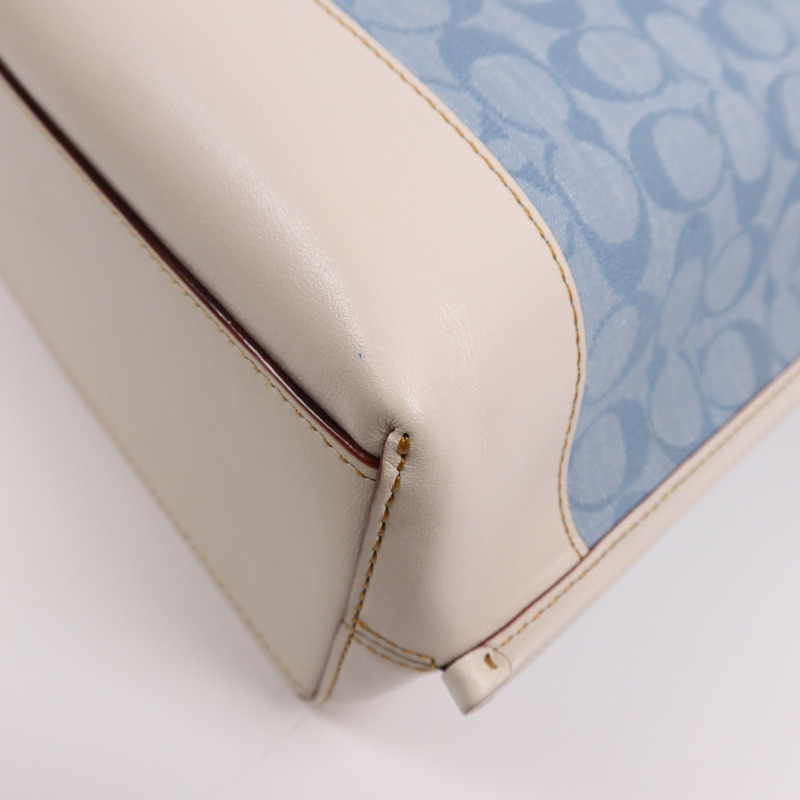 COACH 帆布/皮革2 Way Shoulder Bag金扣手挽肩背兩用袋-4