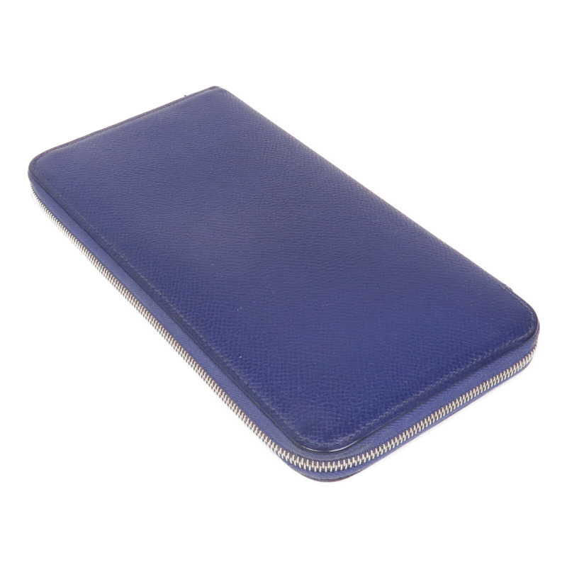 HERMES Epsom皮革Silk-In Azap Long銀扣長錢包Bleu Saphir-4