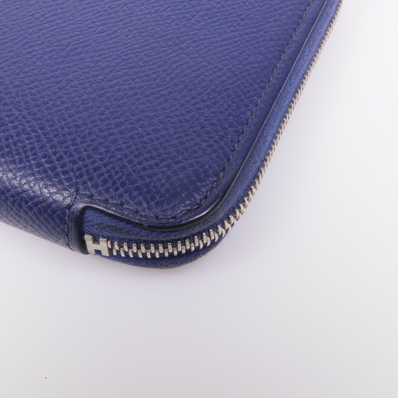 HERMES Epsom皮革Silk-In Azap Long銀扣長錢包Bleu Saphir-11