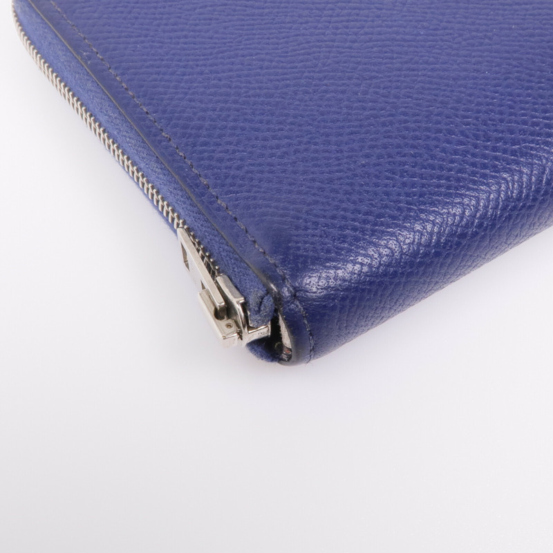 HERMES Epsom皮革Silk-In Azap Long銀扣長錢包Bleu Saphir-12