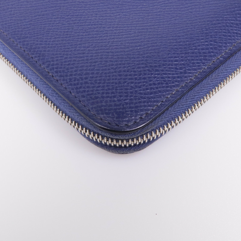 HERMES Epsom皮革Silk-In Azap Long銀扣長錢包Bleu Saphir-13