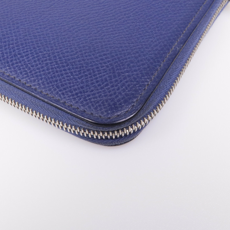 HERMES Epsom皮革Silk-In Azap Long銀扣長錢包Bleu Saphir-14