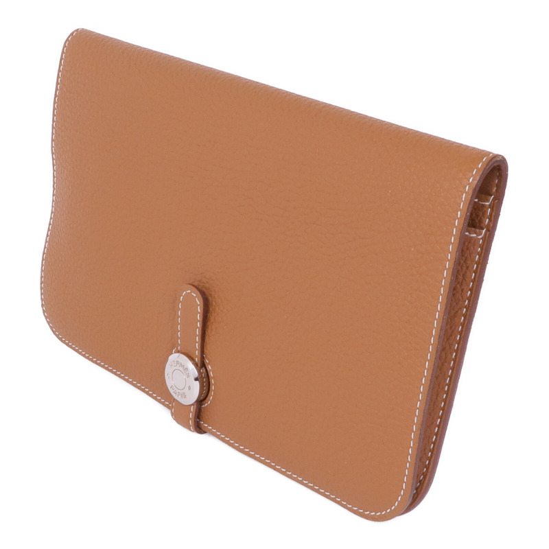 HERMES Clemence皮革Dogon GM銀扣掛飾Gold-1