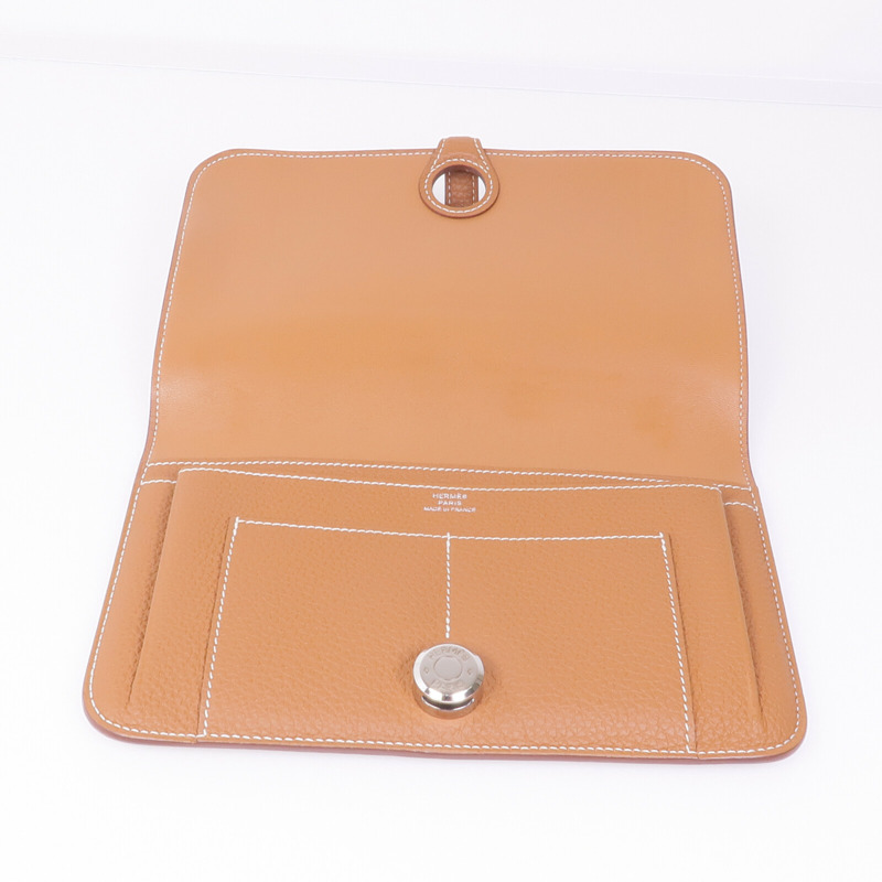 HERMES Clemence皮革Dogon GM銀扣掛飾Gold-6