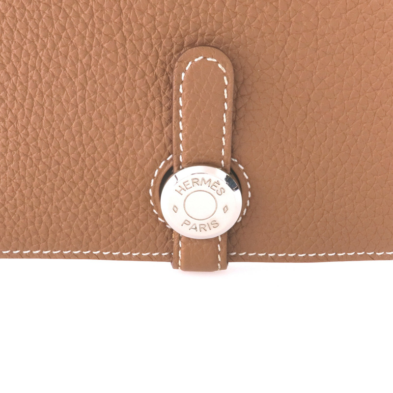 HERMES Clemence皮革Dogon GM銀扣掛飾Gold-7