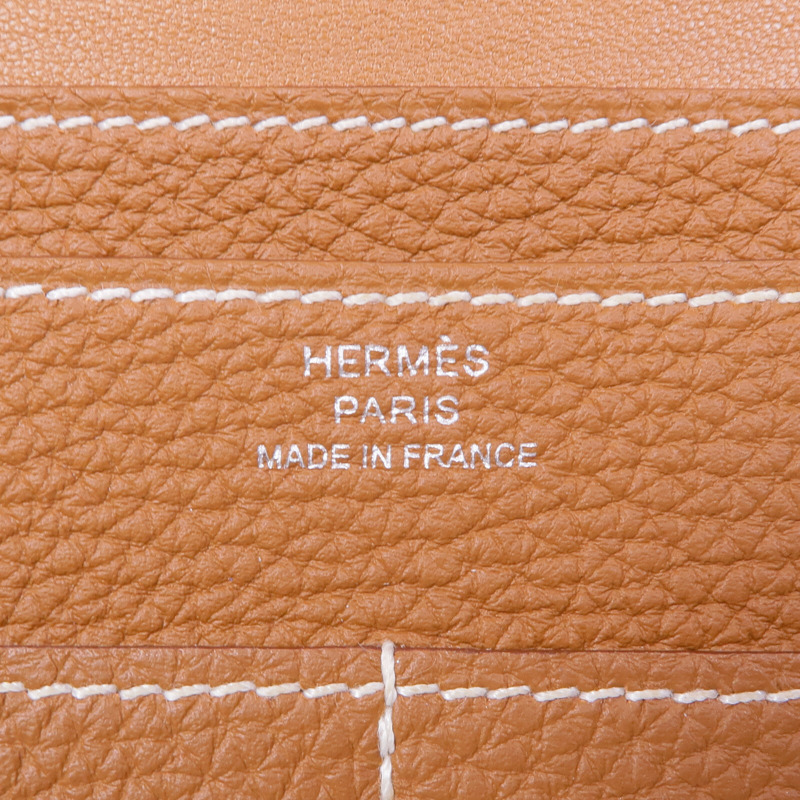 HERMES Clemence皮革Dogon GM銀扣掛飾Gold-8