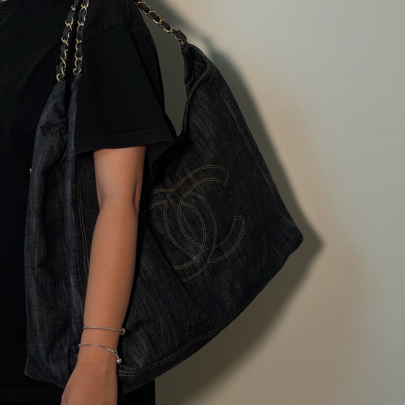 #王菲同款#現折2000 Chanel牛仔外縫hobo 機場包-0