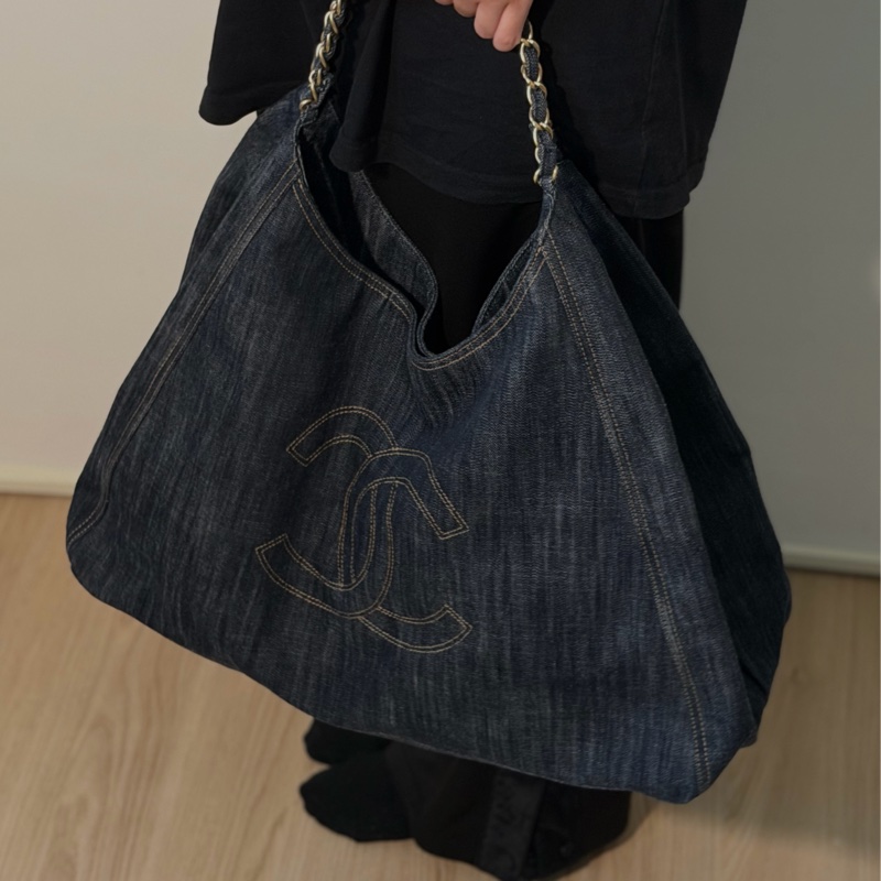 #王菲同款#現折2000 Chanel牛仔外縫hobo 機場包-1