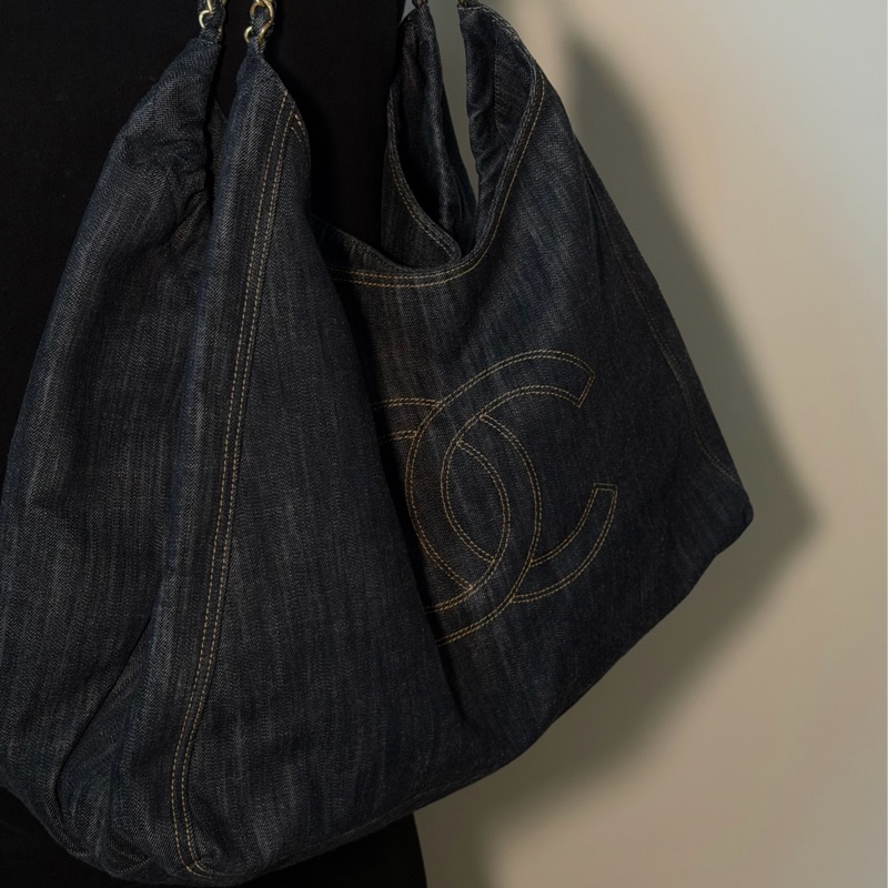 #王菲同款#現折2000 Chanel牛仔外縫hobo 機場包-2