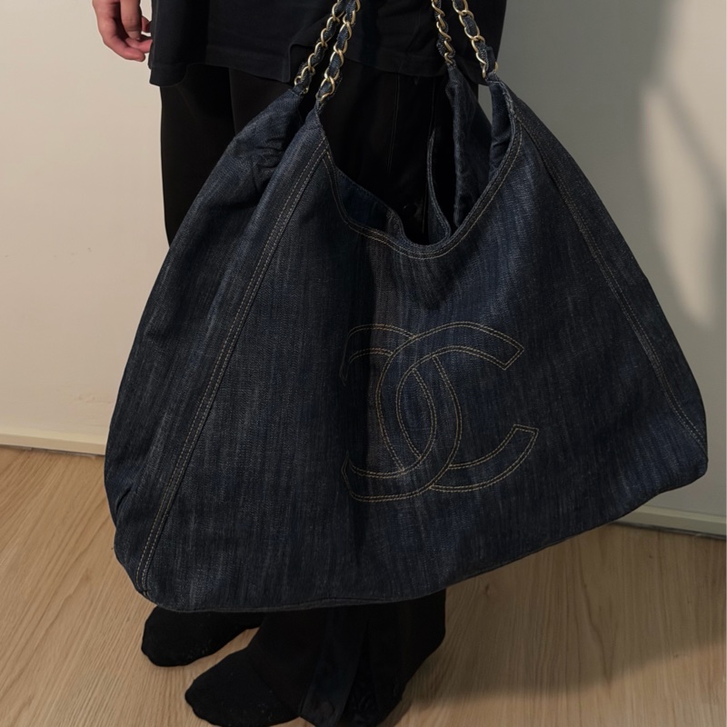 #王菲同款#現折2000 Chanel牛仔外縫hobo 機場包-3