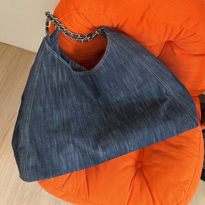 #王菲同款#現折2000 Chanel牛仔外縫hobo 機場包-5