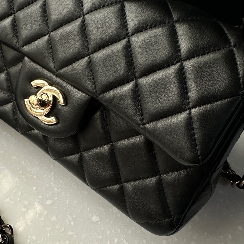 9新｜Chanel mini cf 20 晶片款黑羊淡金釦🥐-2
