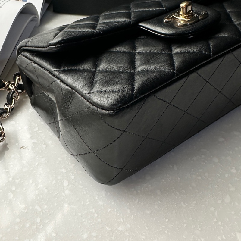 9新｜Chanel mini cf 20 晶片款黑羊淡金釦🥐-3