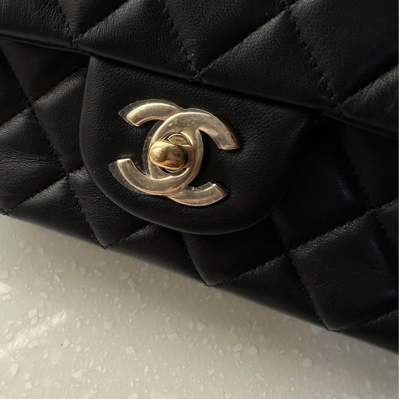 9新｜Chanel mini cf 20 晶片款黑羊淡金釦🥐-9