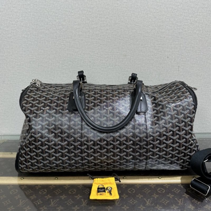 GOYARD Boston老花手提斜背旅行袋 52*25*25 99新配件塵袋鑰匙鎖-0