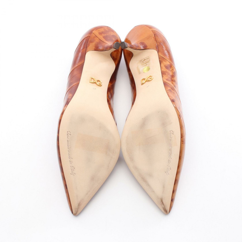 DOLCE & GABBANA 棕色真皮高跟鞋，二手女款 #37-3