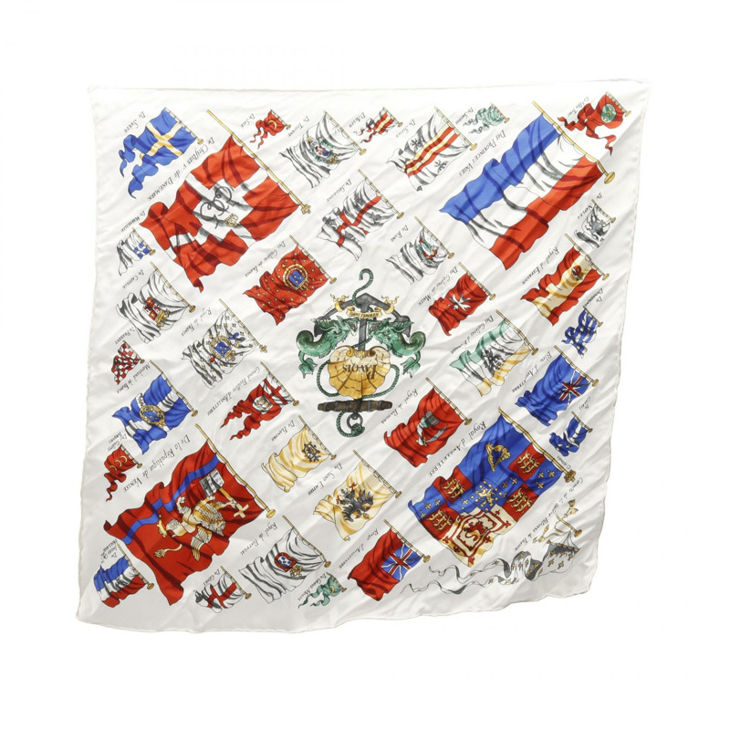 愛馬仕 Petit Carre45 PAVOIS 絲巾披肩 白色 多色 二手-0