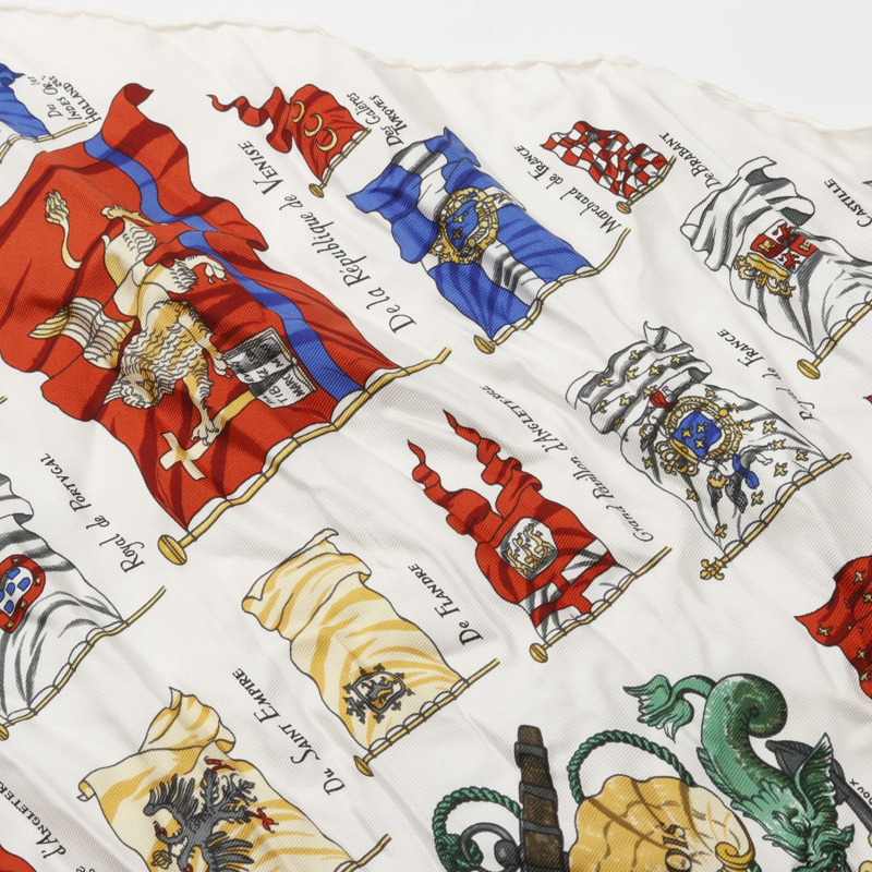 愛馬仕 Petit Carre45 PAVOIS 絲巾披肩 白色 多色 二手-3