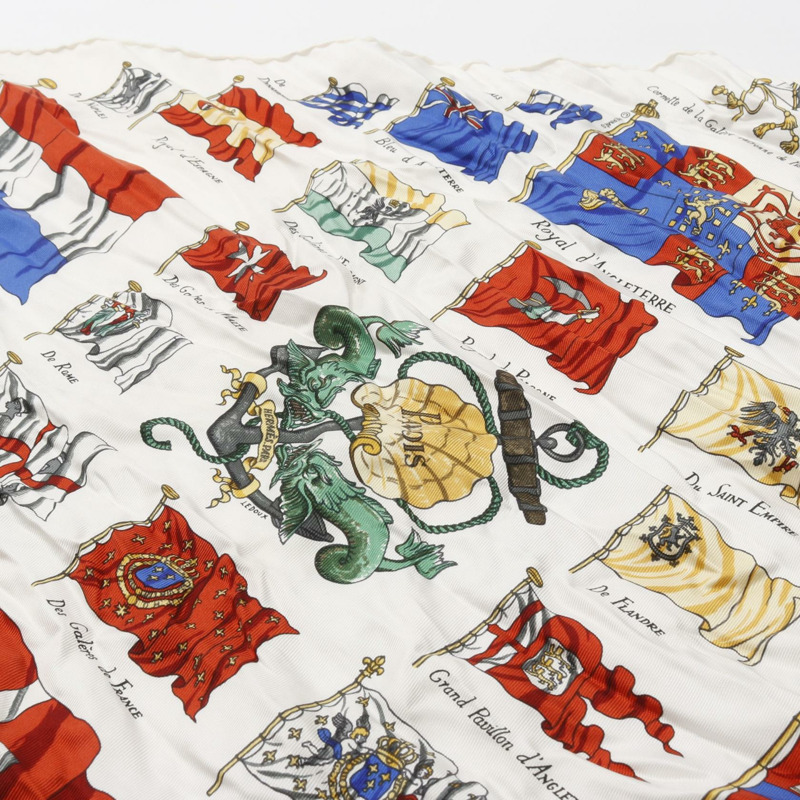 愛馬仕 Petit Carre45 PAVOIS 絲巾披肩 白色 多色 二手-5