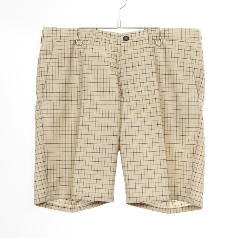 PRADA 格紋半截短褲 SPE22 羊毛馬海毛 米色 黑色 二手 男款 #52-0