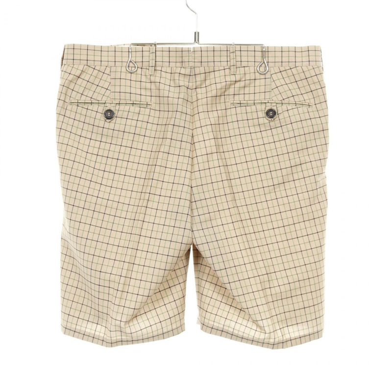 PRADA 格紋半截短褲 SPE22 羊毛馬海毛 米色 黑色 二手 男款 #52-1
