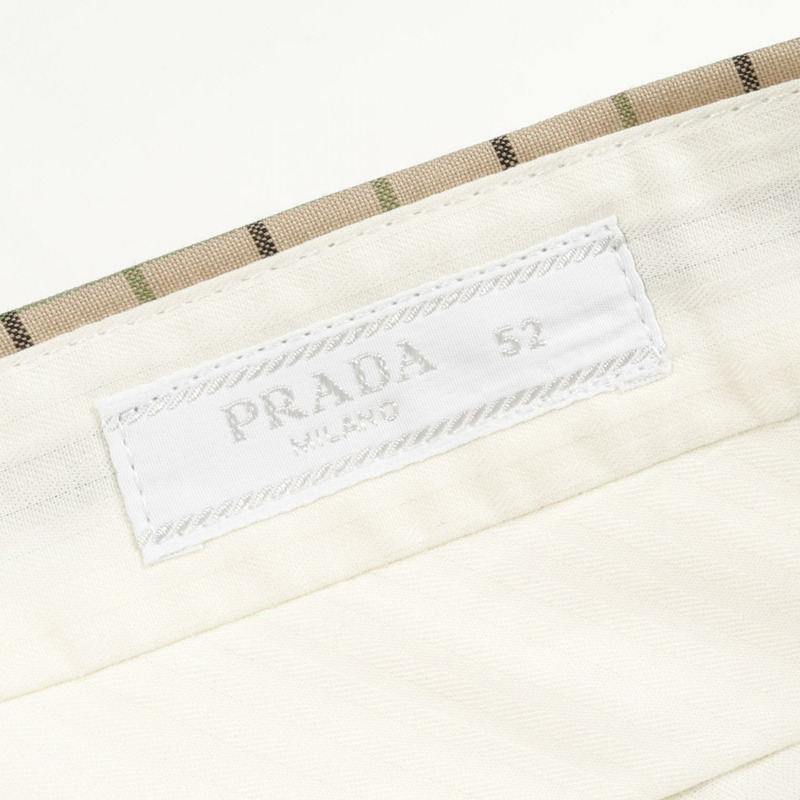 PRADA 格紋半截短褲 SPE22 羊毛馬海毛 米色 黑色 二手 男款 #52-2