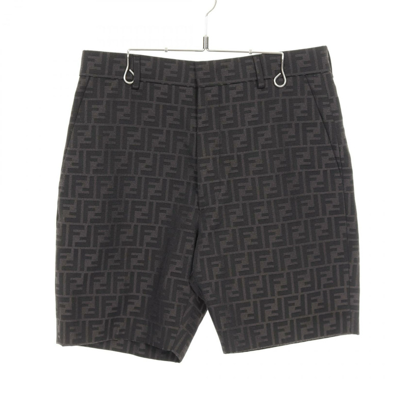 FENDI Zucca 半截短褲，滌棉混紡，灰色，二手男款 #44-0