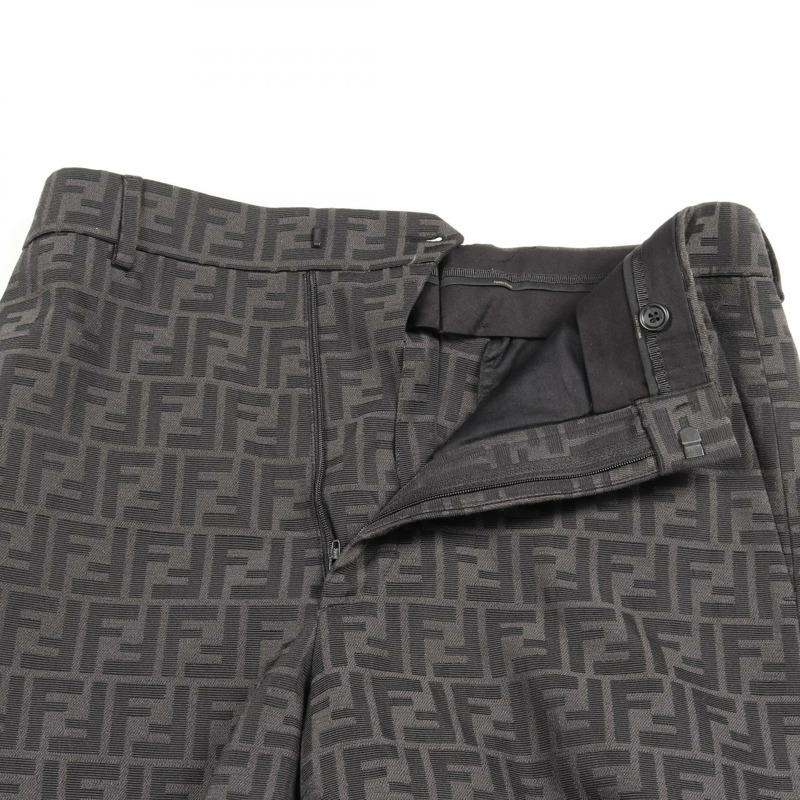 FENDI Zucca 半截短褲，滌棉混紡，灰色，二手男款 #44-4