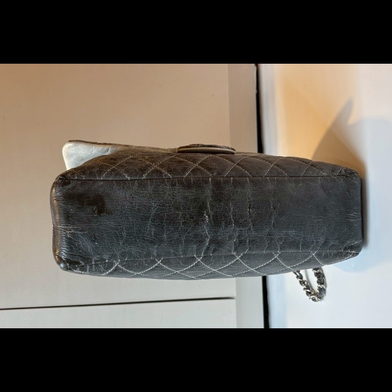 Chanel  銀鍊漸層灰pvc下蓋肩側包-15