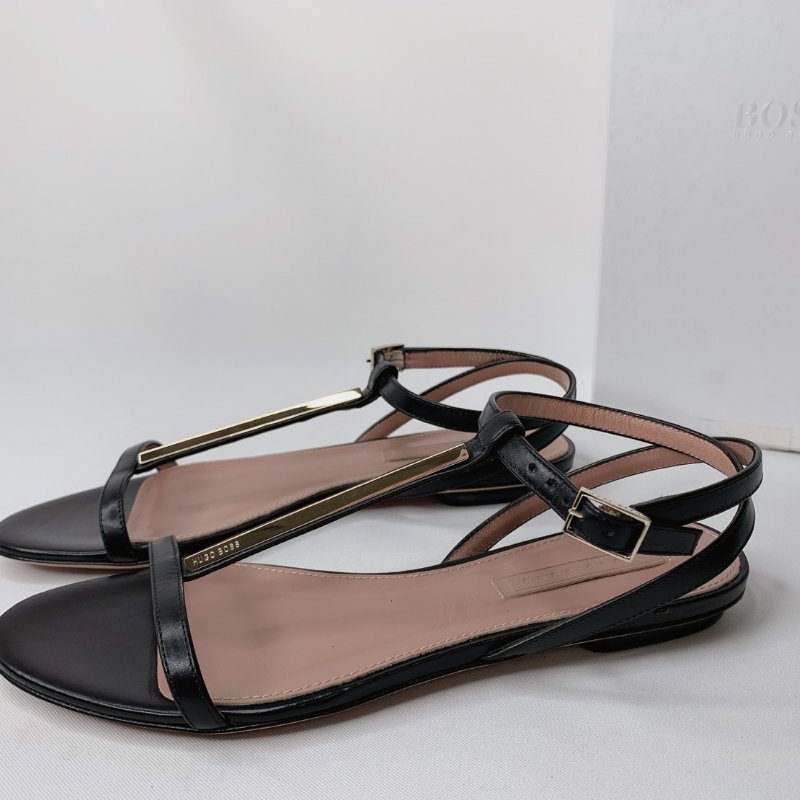 BOSS 細繞帶裸跟涼鞋-0